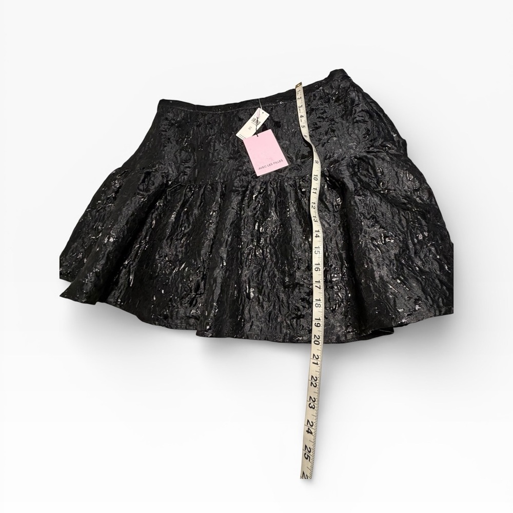 NWT Avec Les Filles With The Girls Black Textured Ruffle Mini  Skirt Sz XL - Picture 6 of 12